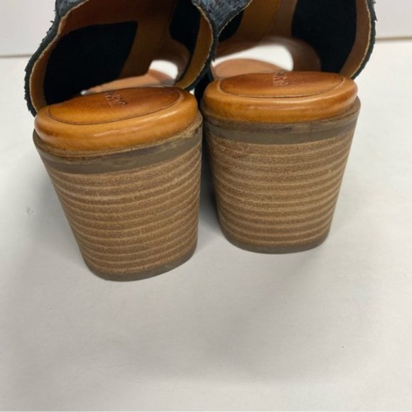 Lucky Brand Rhazy Blue Snake Skin Print Slingback Sandals Heels Size 6.5 - Picture 4 of 11